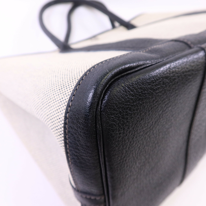 HERMES 帆布GardenParty PM銀扣手挽袋Noir-12