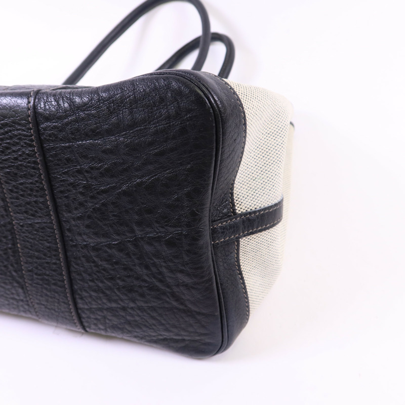 HERMES 帆布GardenParty PM銀扣手挽袋Noir-13