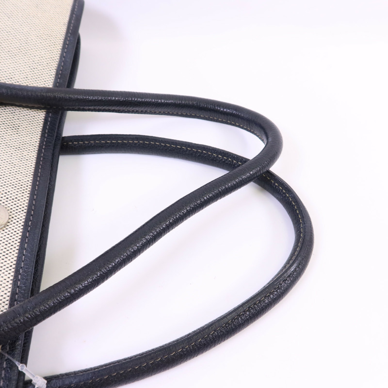 HERMES 帆布GardenParty PM銀扣手挽袋Noir-14