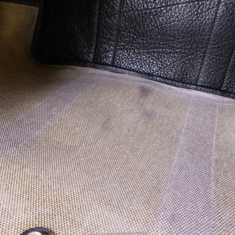 HERMES 帆布GardenParty PM銀扣手挽袋Noir-15