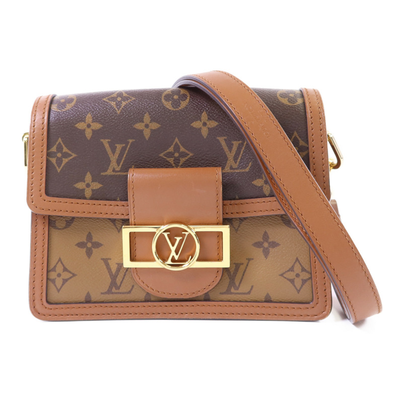 LOUIS VUITTON Monogram Reverse Mini Dauphine金扣肩背袋-0