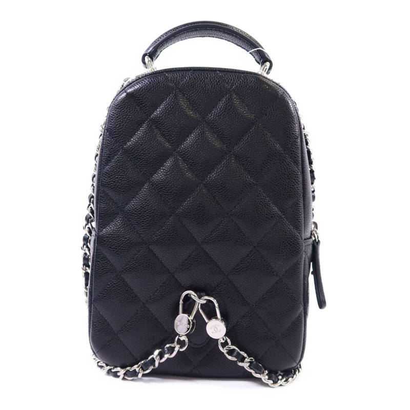 CHANEL 牛皮皮革Mini Backpack銀扣背包-1