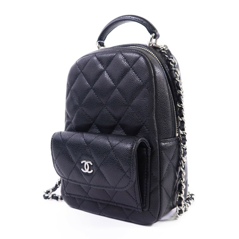 CHANEL 牛皮皮革Mini Backpack銀扣背包-2