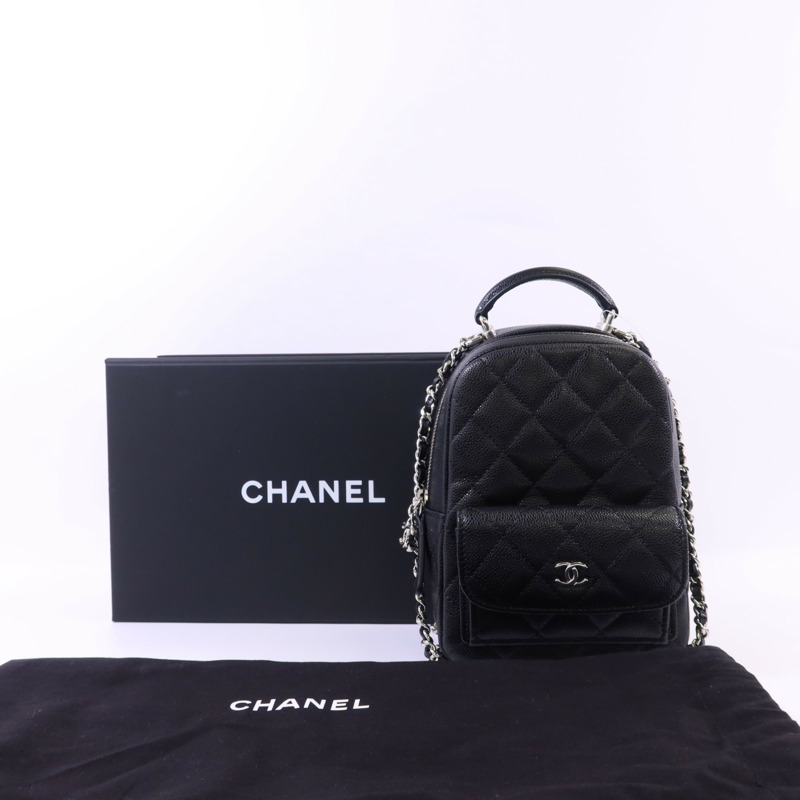 CHANEL 牛皮皮革Mini Backpack銀扣背包-14