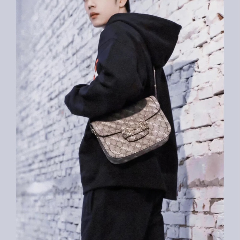 莉亞精品♡ Gucci x BALENCIAGA 聯名1955馬鞍包 二手美包-18