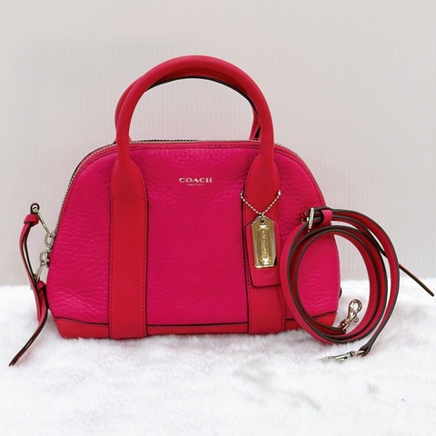 莉亞精品♡ Coach 桃粉手提斜背包 二手美包