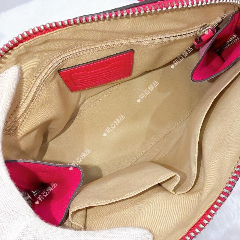 莉亞精品♡ Coach 桃粉手提斜背包 二手美包-13