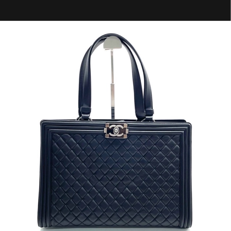 👜 Chanel Le Boy 托特包｜菱格牛皮｜黑銀-0