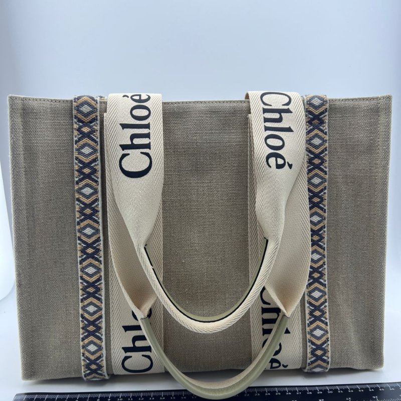 蔻依 Woody 中型帆布托特包-8