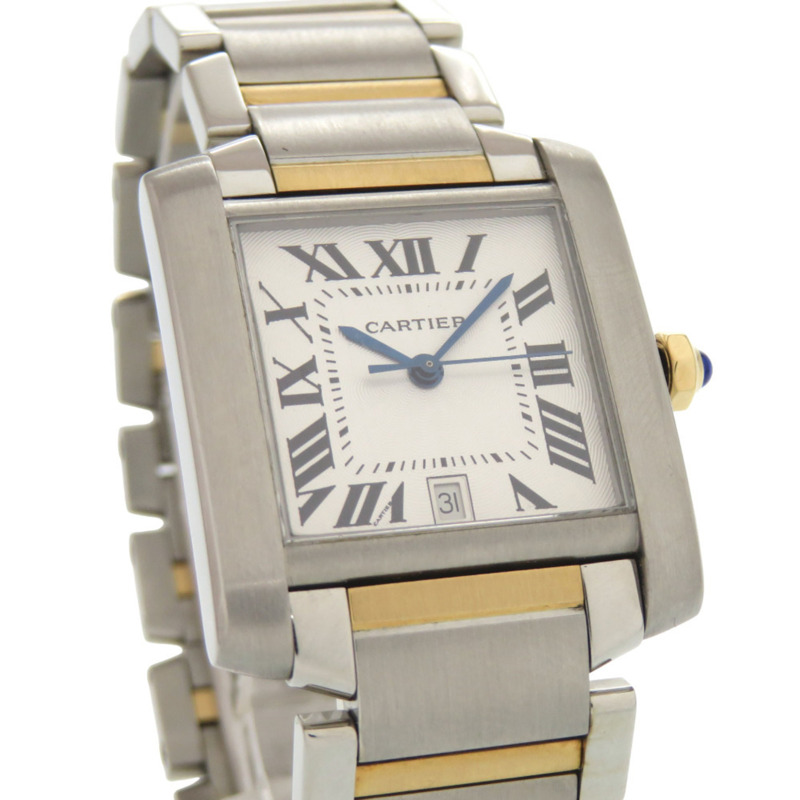 卡地亞 Tank Française LM 雙色腕錶 W51005Q4,精鋼材質,18K 黃金和銀,自動上鍊,0426 機芯,品相極佳。-3