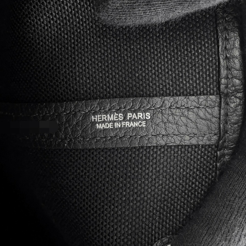 Hermes Hermès Garden PM 手提包,黑色/Toile Militaire/Negonda,K Stamp,黑色-6