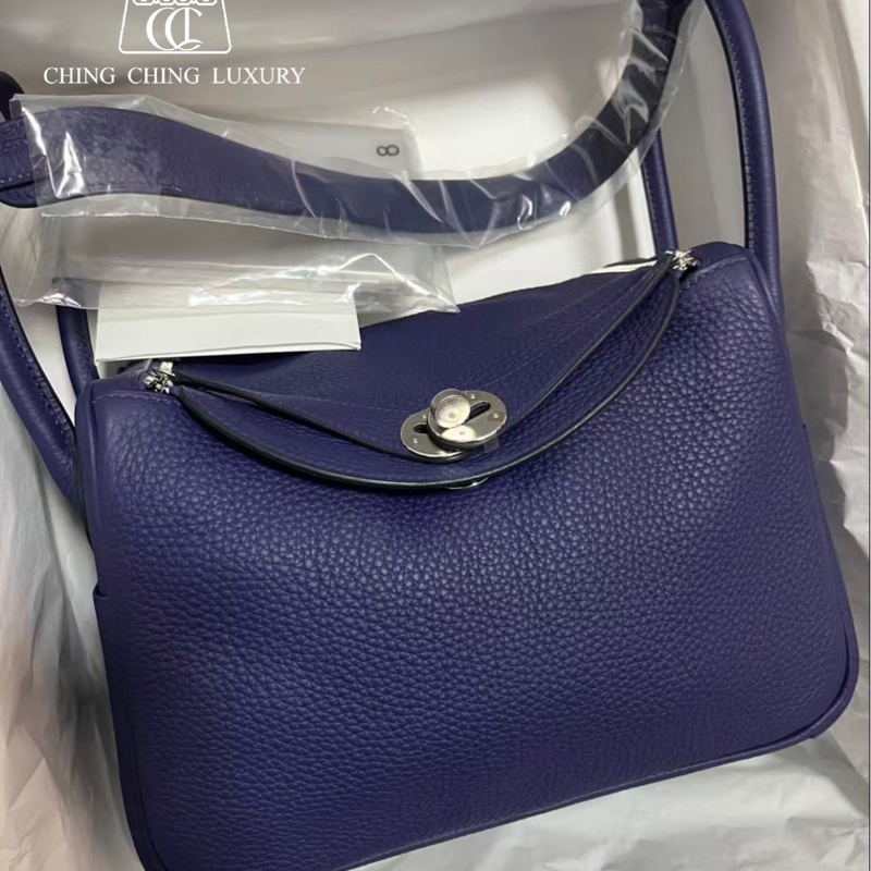 🌈Hermes💙Lindy 26💙墨水藍銀扣🌈全新未使用🌟有貼膜🌟愛馬仕🌟-0