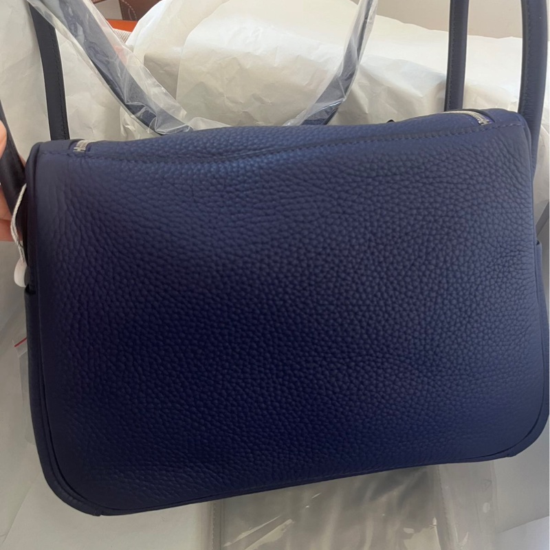 🌈Hermes💙Lindy 26💙墨水藍銀扣🌈全新未使用🌟有貼膜🌟愛馬仕🌟-9