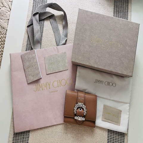 Jimmy Choo 英國精品 真皮迷你短夾 精品皮夾 附盒附卡｜淘氣善良・尋寶