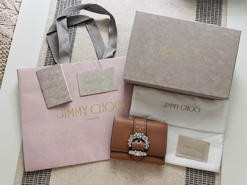 Jimmy Choo 英國精品 真皮迷你短夾 精品皮夾 附盒附卡｜淘氣善良・尋寶-0