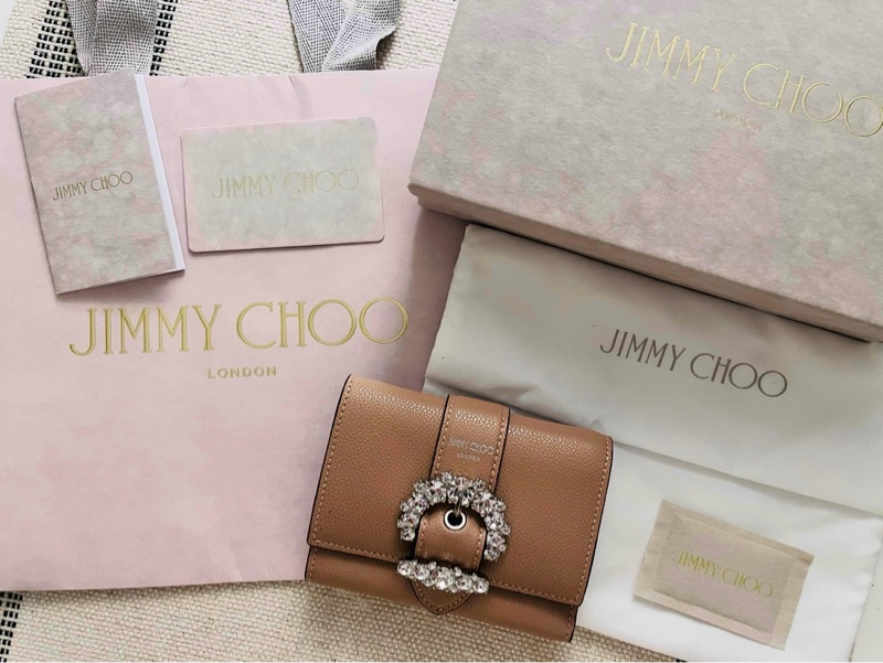 Jimmy Choo 英國精品 真皮迷你短夾 精品皮夾 附盒附卡｜淘氣善良・尋寶-1