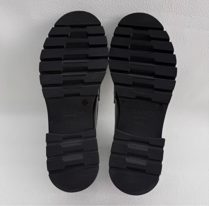 98新 Chanel香奈兒 黑色銀扣樂福鞋厚底增高 尺寸36.5-3
