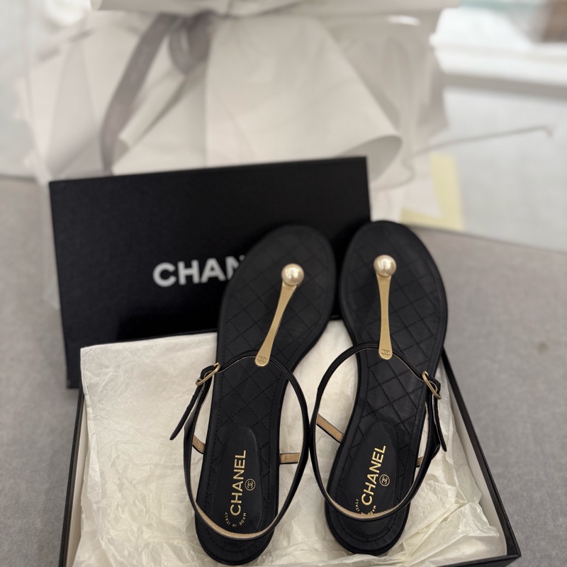 Chanel香奈兒 珍珠款涼鞋38.5-0