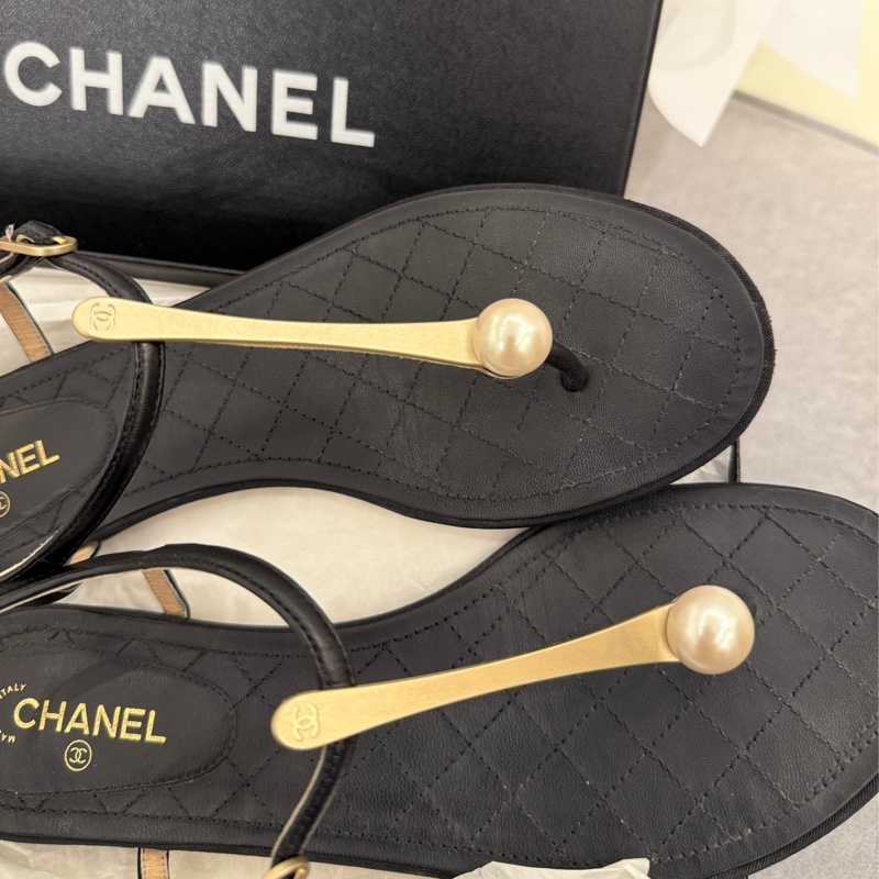 Chanel香奈兒 珍珠款涼鞋38.5-1