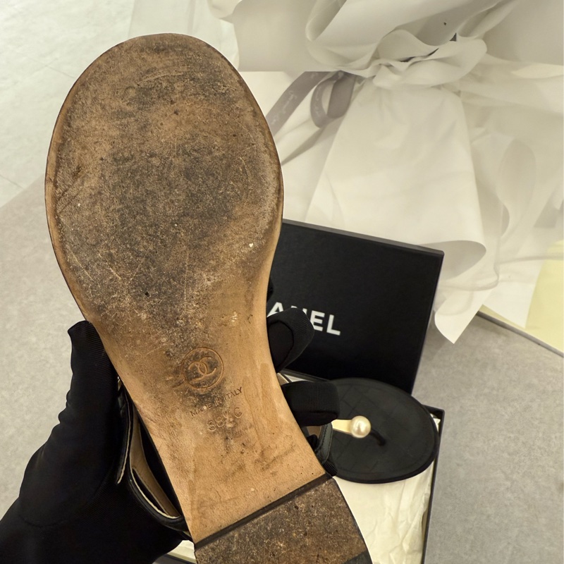 Chanel香奈兒 珍珠款涼鞋38.5-2