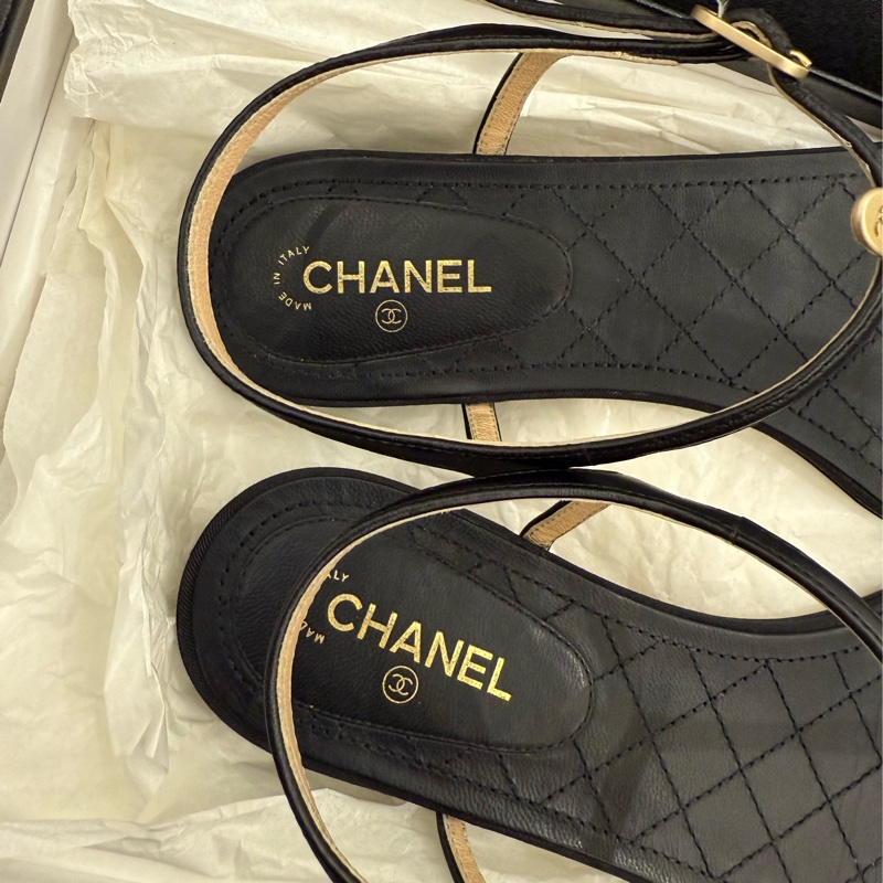 Chanel香奈兒 珍珠款涼鞋38.5-3