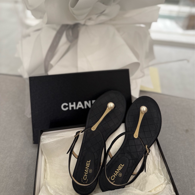 Chanel香奈兒 珍珠款涼鞋38.5-4