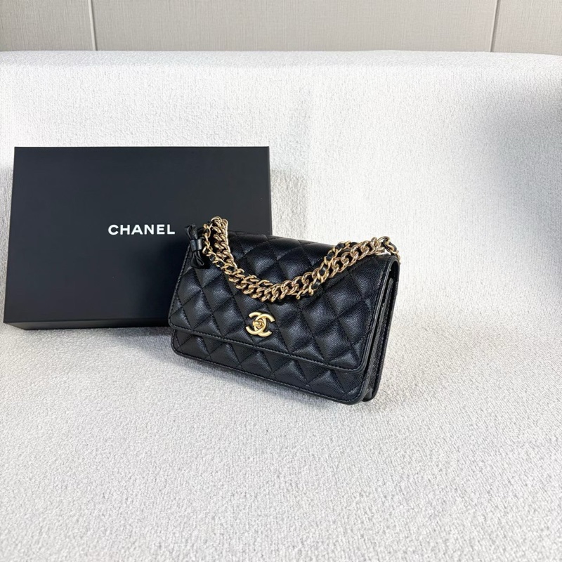 Chanel WOC鏈條包黑色金扣荔枝皮 芯片款19*13*4 99新配件塵袋盒子購證-3