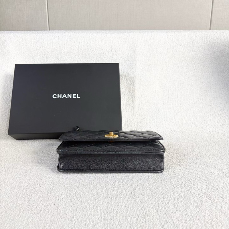 Chanel WOC鏈條包黑色金扣荔枝皮 芯片款19*13*4 99新配件塵袋盒子購證-4