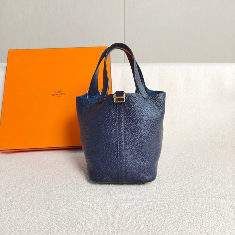 Hermes Picotin菜籃子18 普魯士藍18*19*13.5 99新配件塵袋鑰匙鎖-4