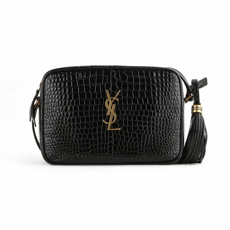 【包稅】SAINT LAURENT 鱷魚紋壓花亮面皮革 Lou 相機斜背包 33172-0
