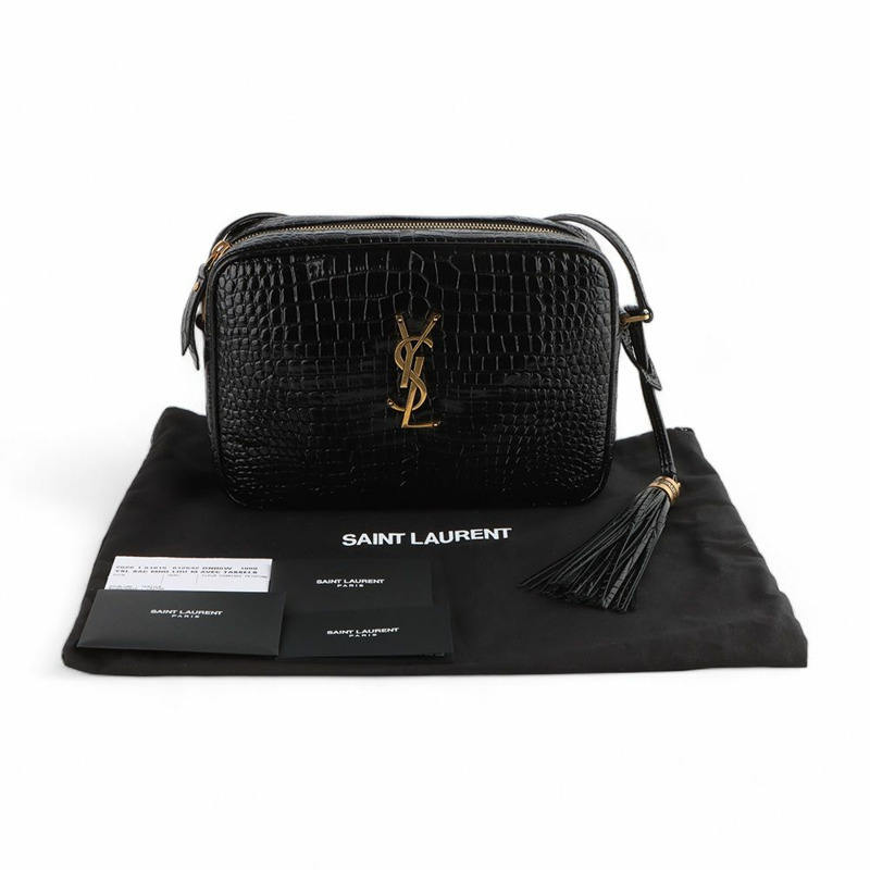 【包稅】SAINT LAURENT 鱷魚紋壓花亮面皮革 Lou 相機斜背包 33172-7