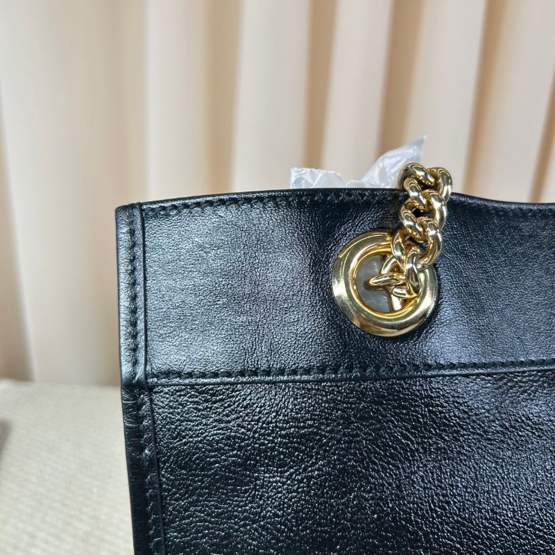 Gucci古馳 Rajah水晶琺琅虎頭托特包 黑色牛皮材質 經典紅綠條紋配飾-19