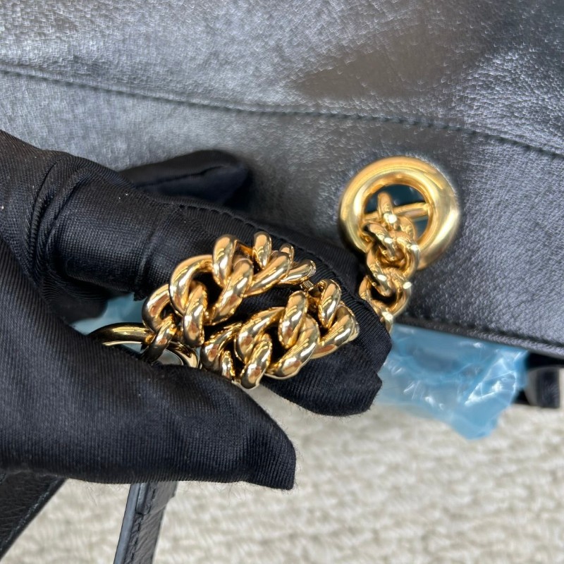 Gucci古馳 Rajah水晶琺琅虎頭托特包 黑色牛皮材質 經典紅綠條紋配飾-24