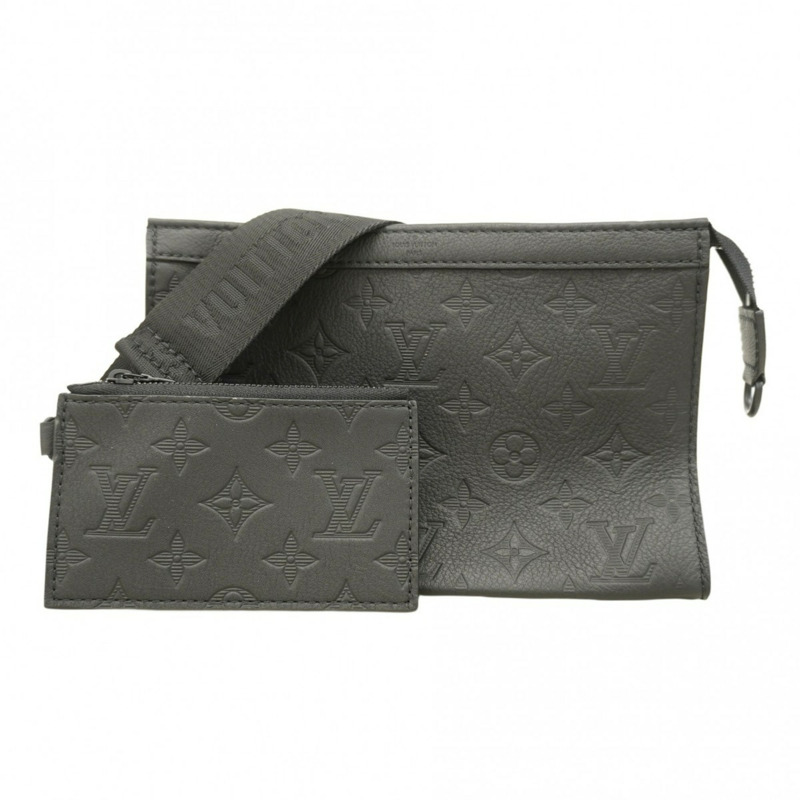 路易威登 Monogram Shadow Gaston 穿戴式皮夾單肩包 M81115 黑色 男士-0