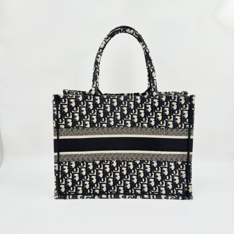 CHRISTIAN DIOR - 深藍Oblique刺繡帆布BookTote托特包-1