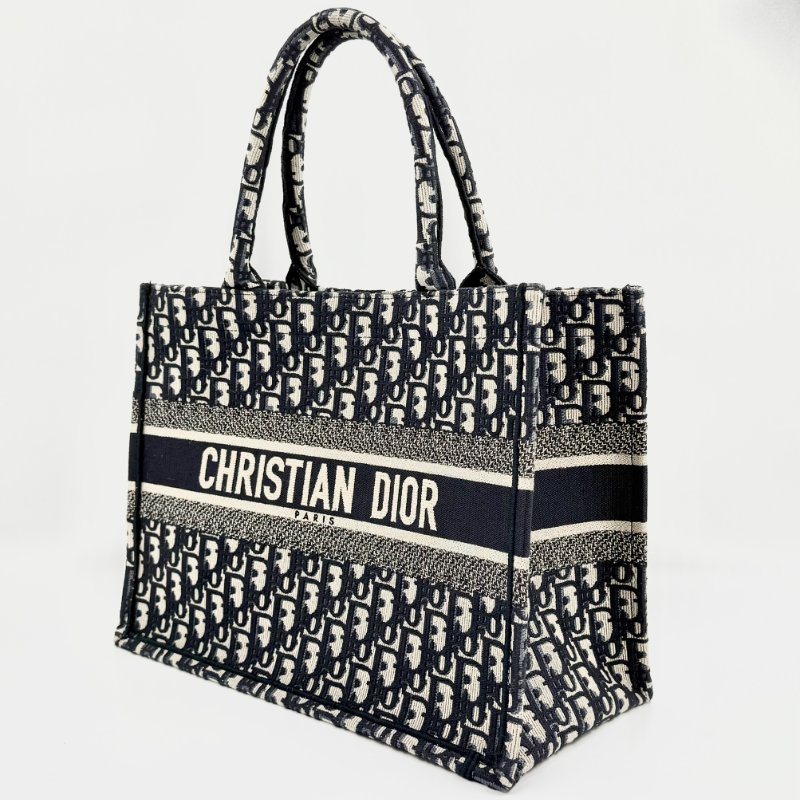 CHRISTIAN DIOR - 深藍Oblique刺繡帆布BookTote托特包-2