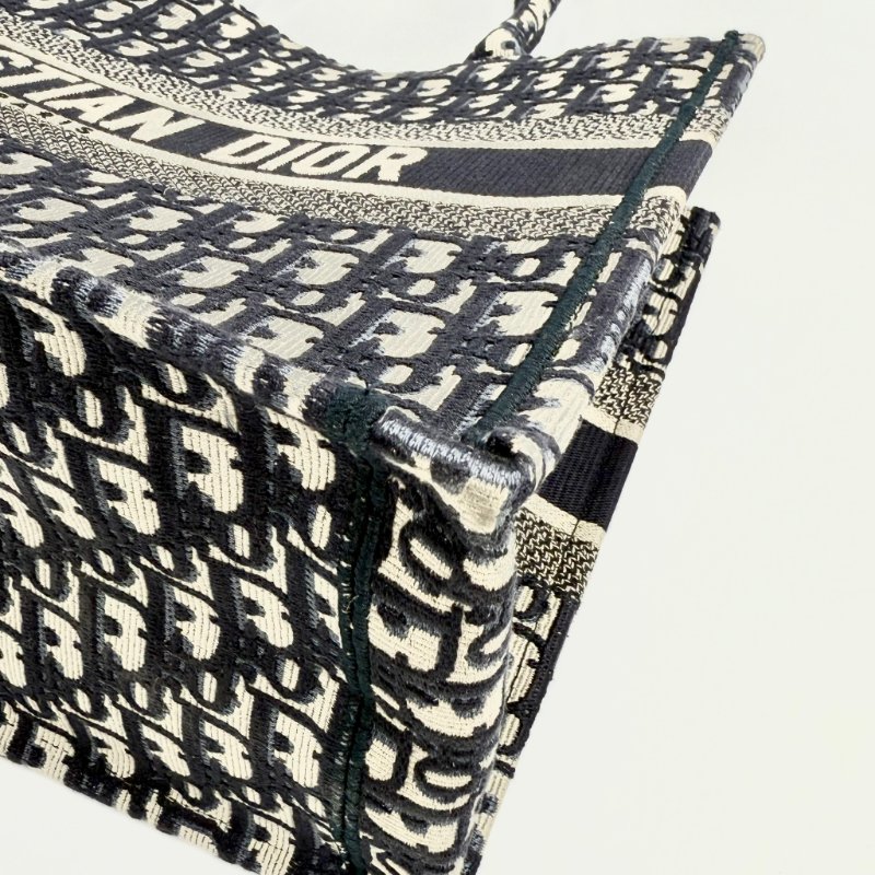CHRISTIAN DIOR - 深藍Oblique刺繡帆布BookTote托特包-8