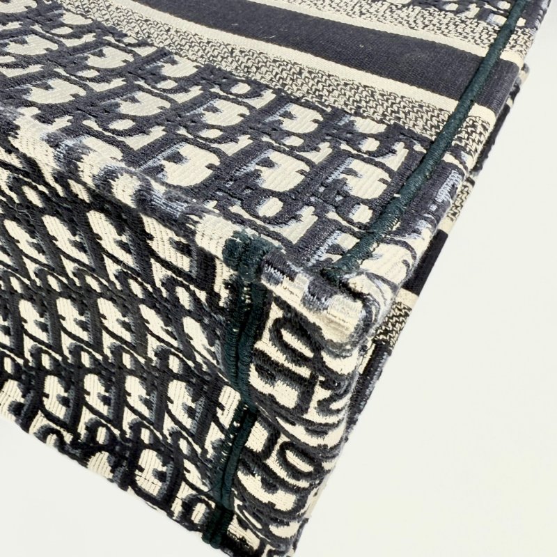 CHRISTIAN DIOR - 深藍Oblique刺繡帆布BookTote托特包-10