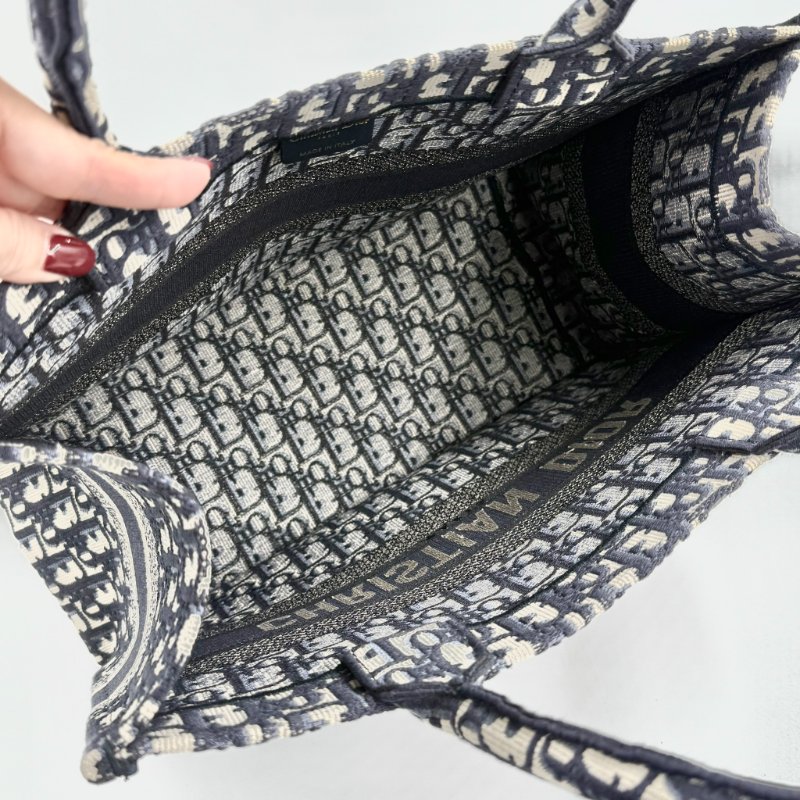 CHRISTIAN DIOR - 深藍Oblique刺繡帆布BookTote托特包-11