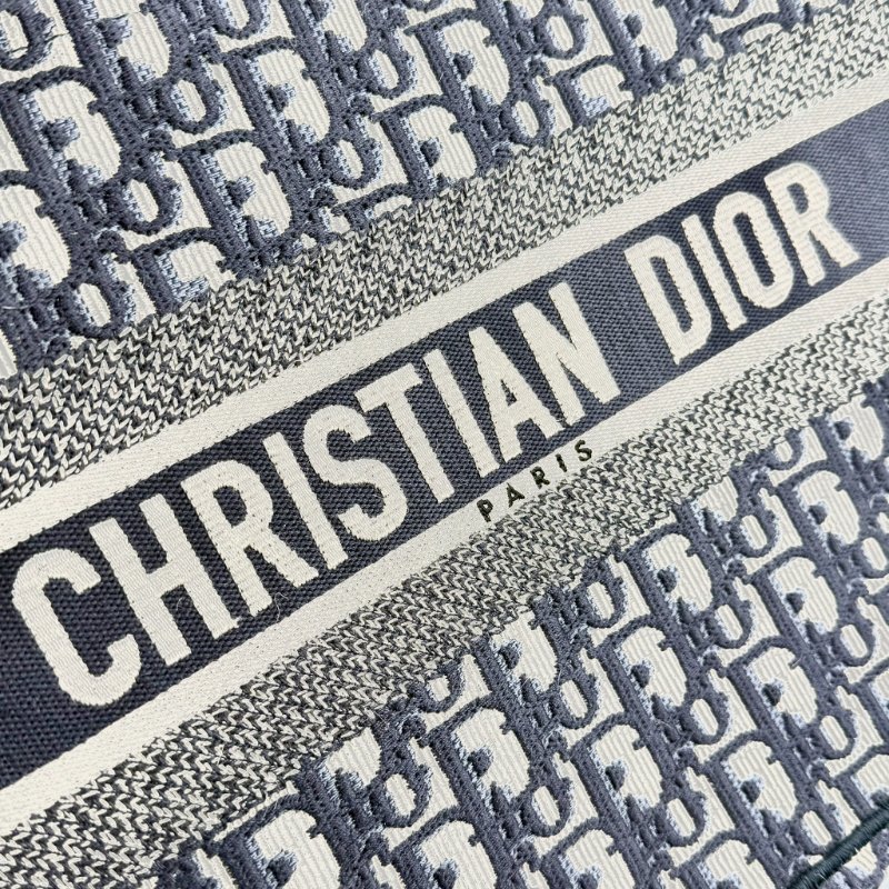 CHRISTIAN DIOR - 深藍Oblique刺繡帆布BookTote托特包-12
