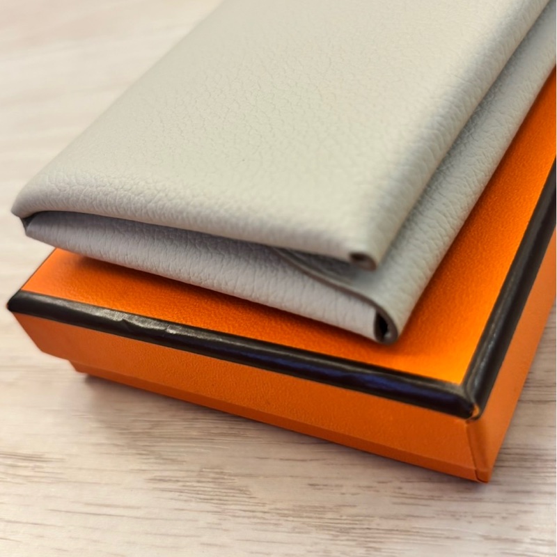 全新 HERMES Calvi Duo冰川白色全皮卡夾 零錢包-4