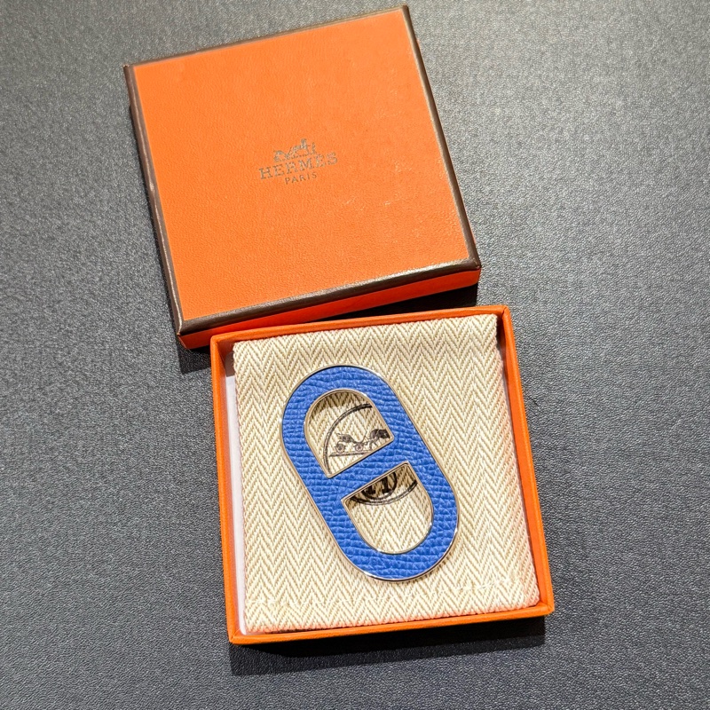 Hermes 藍色 豬鼻 胸針 心口針 Brooch-1