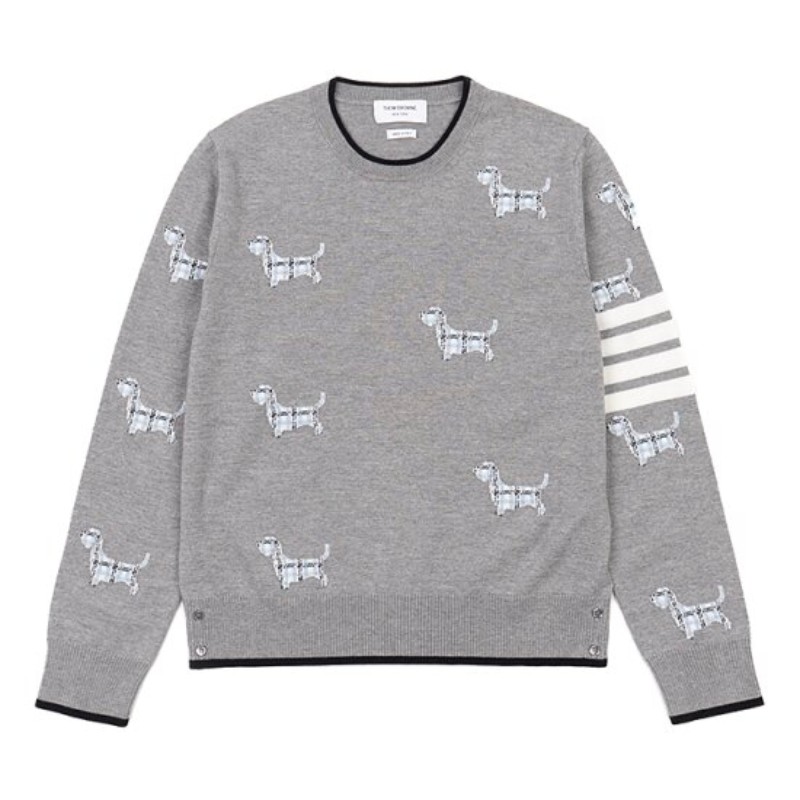 Thom Browne Hector 臘腸犬圖案灰色毛衣 1 碼-0