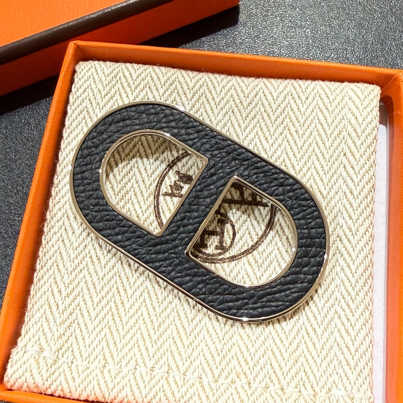 Hermes 黑色 豬鼻 胸針 心口針 Brooch-0