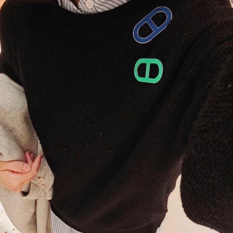 Hermes 黑色 豬鼻 胸針 心口針 Brooch-4