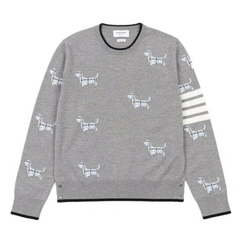 Thom Browne Hector 臘腸犬圖案灰色毛衣 2 碼