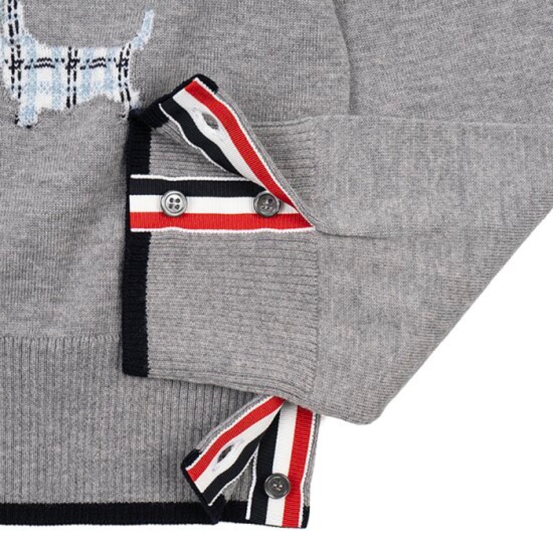 Thom Browne Hector 臘腸犬圖案灰色毛衣 2 碼-4