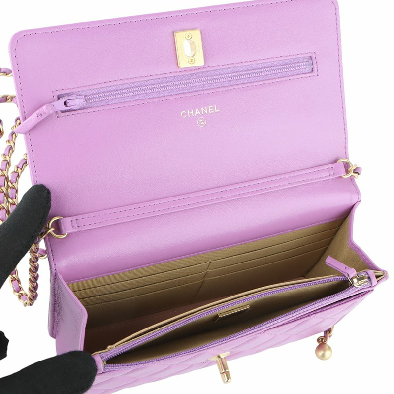 【包稅】CHANEL AP1450 羊皮經典 WOC 金珠鍊斜背包-6