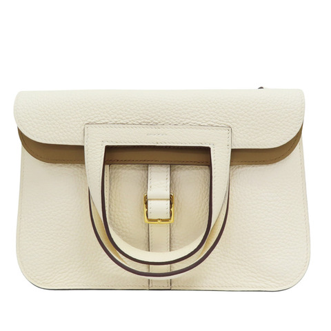 奶油白 TC牛皮 Halzan Verso 25m 肩背包 Z刻 金釦【HERMES 愛馬仕】