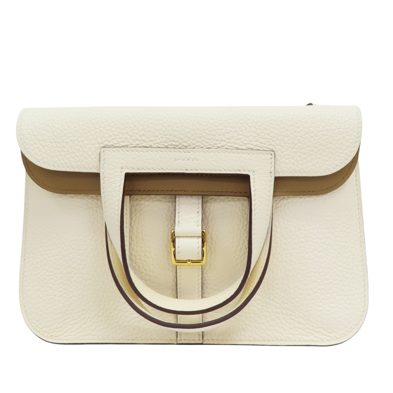 奶油白 TC牛皮 Halzan Verso 25m 肩背包 Z刻 金釦【HERMES 愛馬仕】-0
